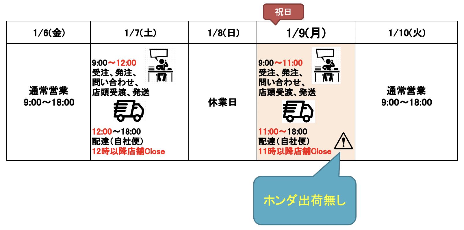 2023年1月の営業日カレンダー更新しました📣祝日も営業いたします！